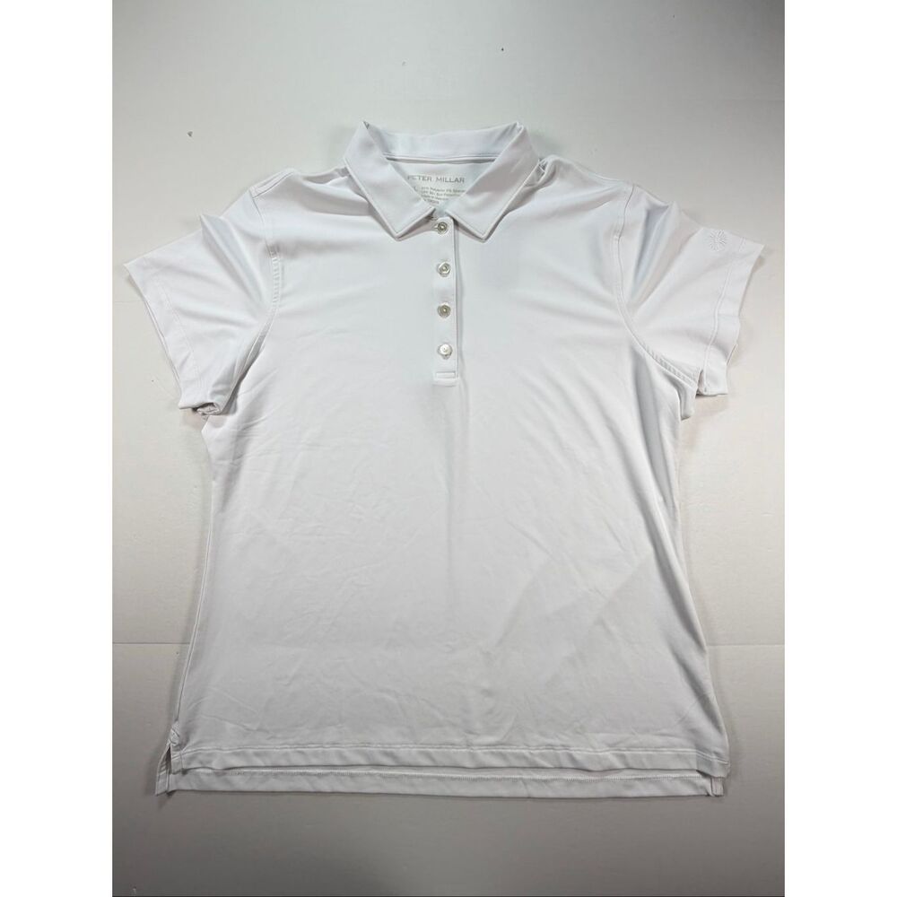 Peter Millar White Golf Polo Shirt Womens XL UPF 50+ RTX Embroidered Logo NWT